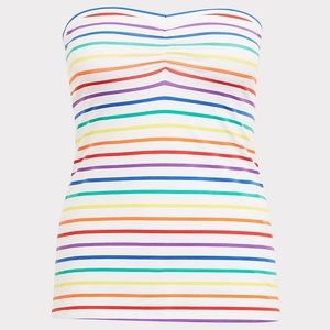 NWT Torrid Rainbow Stripe Ruched Foxy Tube Top